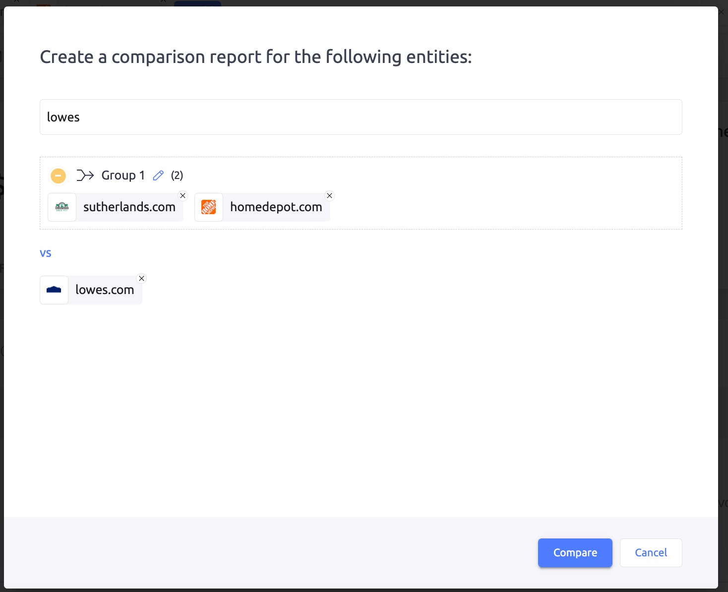 Create a comparison report 